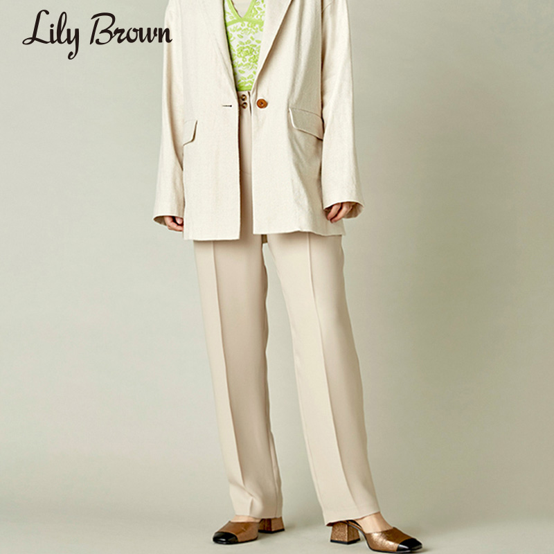 LILY BROWN春夏  百搭纯色修身打褶休闲长裤LWFP211048 - 图0