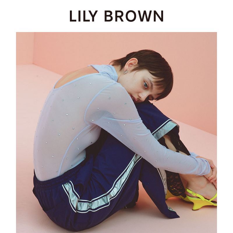 LILY BROWN2024春夏新品 休闲风松紧系带高腰直筒长裤LWFP241070