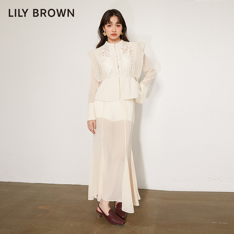 LILY BROWN秋冬款 甜美高腰雪纺微透鱼尾半身裙LWFP234011