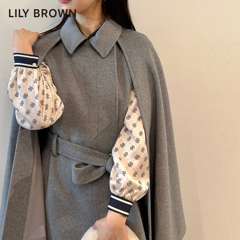 LILY BROWN2023秋冬新品 气质羊毛斗篷两件套风衣外套LWFC234037