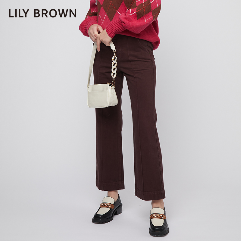 LILY BROWN秋冬 甜酷高腰烟管绑带纯棉牛仔裤LWFP214124 - 图3