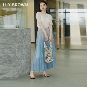 LILY BROWN春夏  甜美高腰雪纺微透大裙摆百褶半身裙LWFS211087