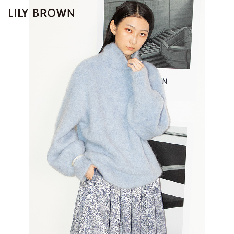 LILY BROWN秋冬 羊驼毛宽松纯色百搭高领保暖套头毛衣LWNT215006