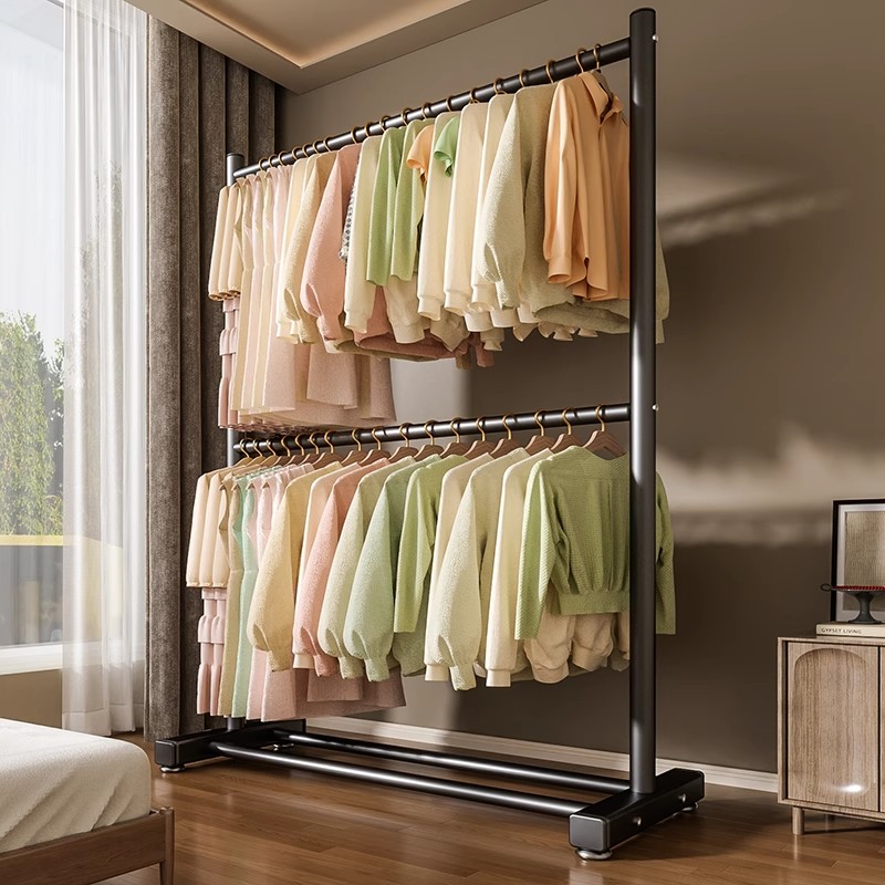 简易衣帽架可移动省空间室内挂衣服架宿舍卧室落地家用阳台晾衣架 - 图0