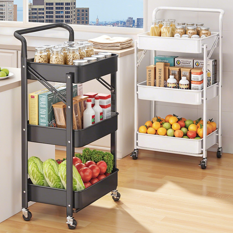 厨房小推车置物架落地多层储物架家用多功能放水果蔬菜篮子收纳架 - 图3