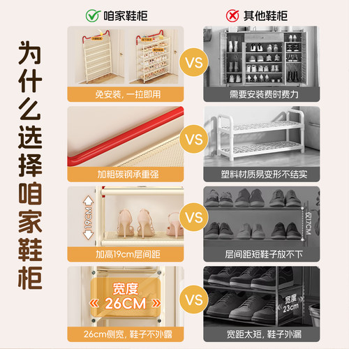 免安装多巴胺鞋架多层家用门口入户鞋柜简易小型好看鞋子收纳神器 - 图0