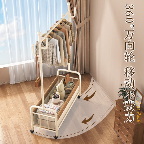 衣架卧室落地家用挂衣服架子可移动室内晾衣架简易省空间衣帽架子 - 图3