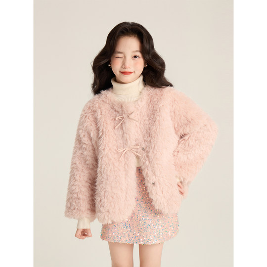 Amybaby girls skirt winter 2025 new fashion velvet sequin sparkling hip skirt A-line skirt