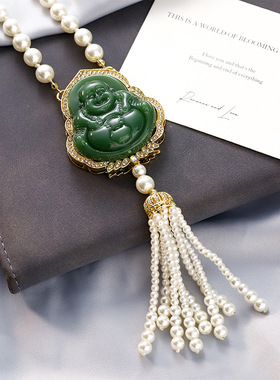 佛祖新中式女仿珍珠轻奢高级感串珠国风长款毛衣链挂件民族风简约