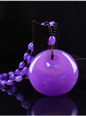 紫罗蓝仿蜜蜡新中式女民族风项链毛衣链配饰国风衣服挂件吊坠百搭