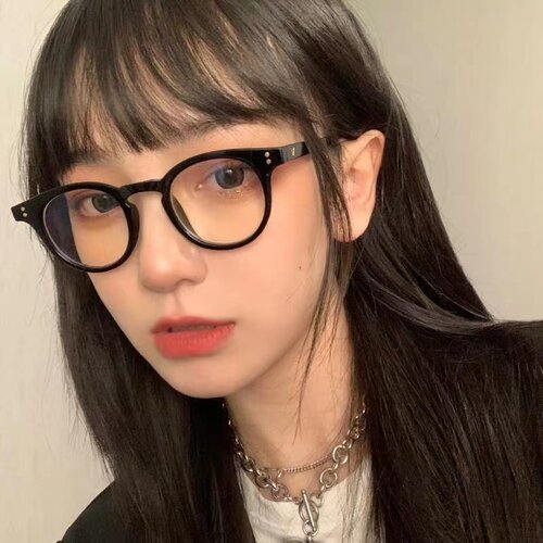 ins风素颜复古小圆框网红黑框眼镜女韩版潮小脸散光可配近视镜架 - 图1