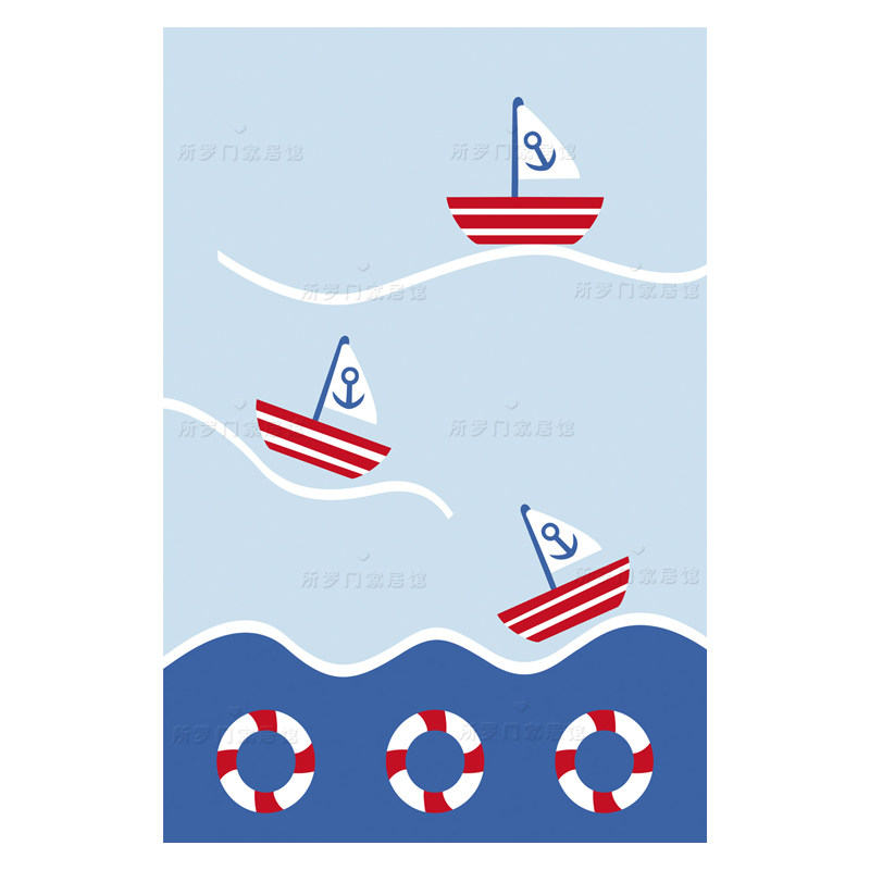 儿童房间地毯男孩卧室床边毯客厅地中海洋阅读区书桌电脑椅子地垫