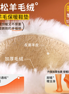 羊毛一体加绒保暖鞋垫防寒冬季