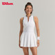 Wilson威尔胜官方夏季女士运动半拉链立领百褶紧身网球针织连衣裙