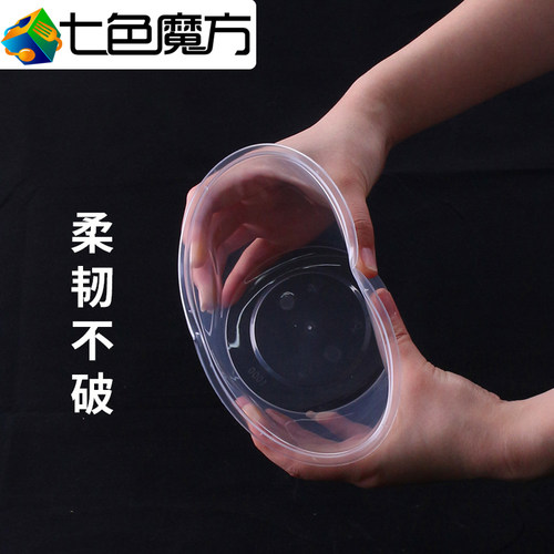 一次性碗食品级家用打包盒带盖圆形塑料冰粉专用饭盒外卖透明餐具 - 图1