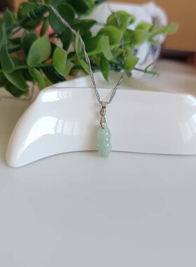 特价清仓正品天然A货玉石吊坠冰糯绿底透亮花生一路生花挂坠项链