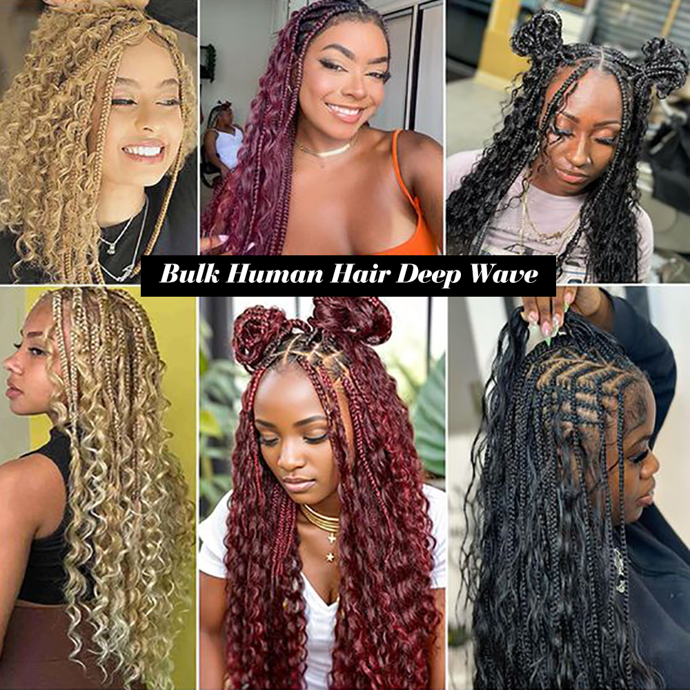 Bohemian boho braids发把deep wave bulk hair化纤高温丝假发 - 图1