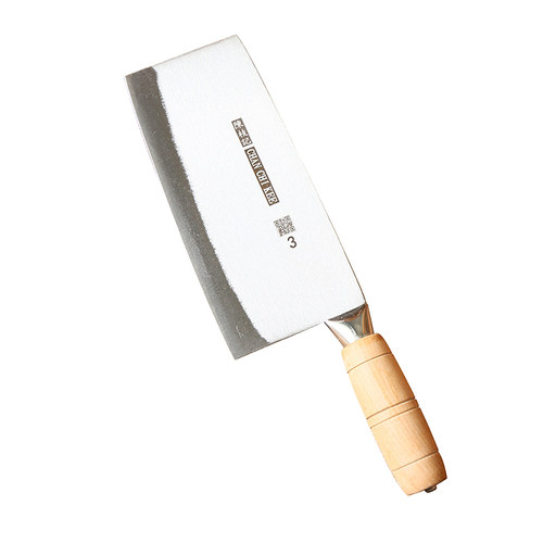 香港陈枝记菜刀木柄碳钢家用砍切刀中式锻打小文武刀斩切两用正品 - 图3