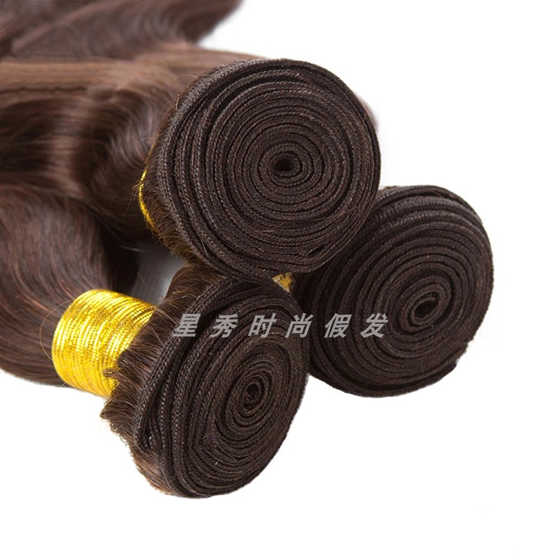 9A brazilian human hair bundles #4 brown off black body wave - 图0