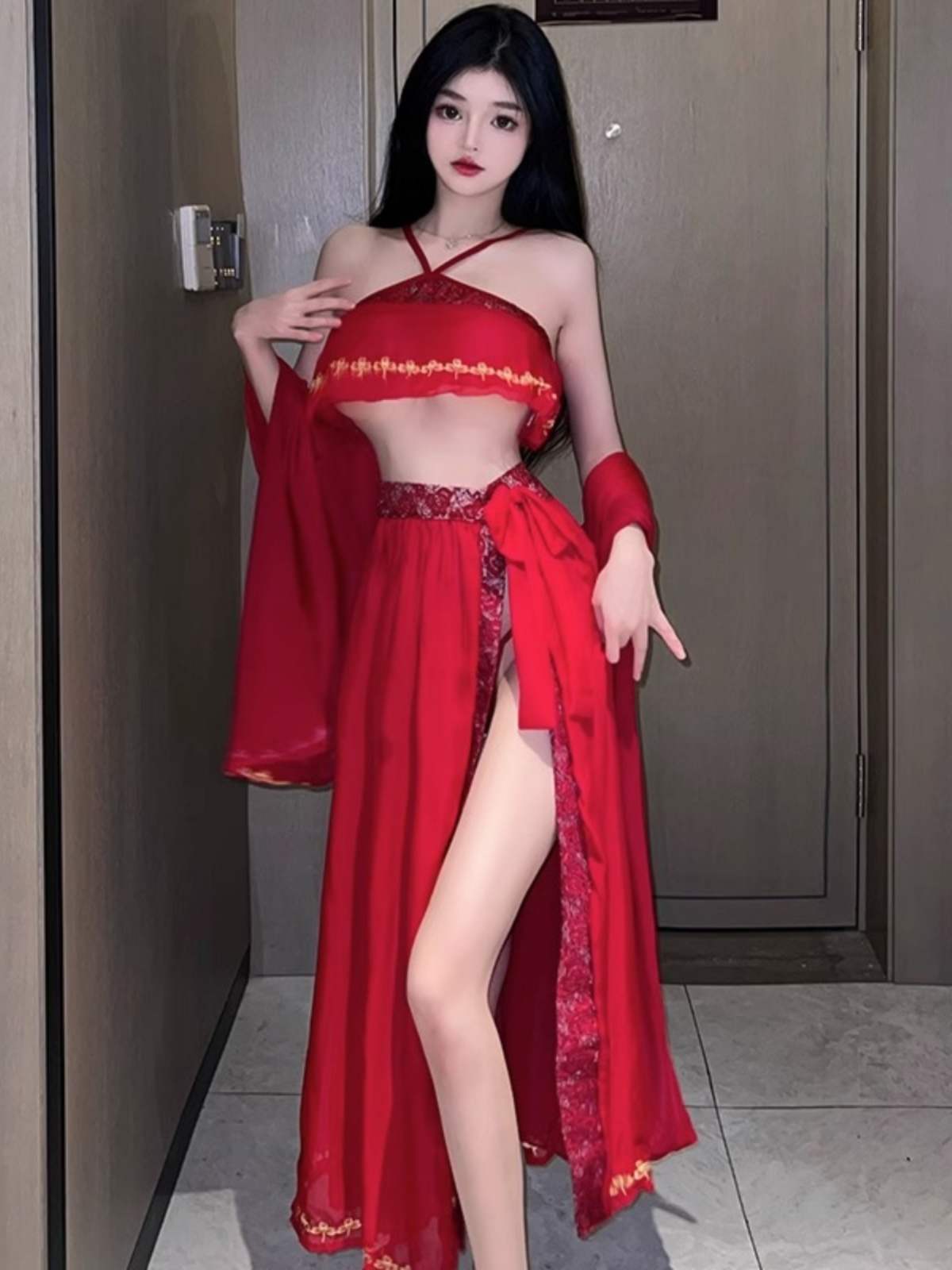 古风肚兜式性感汉服西域风情女装cosplay敦煌飞天异域风情套装-图1