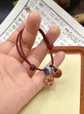 新中式平安扣桃核手绳红绳手链