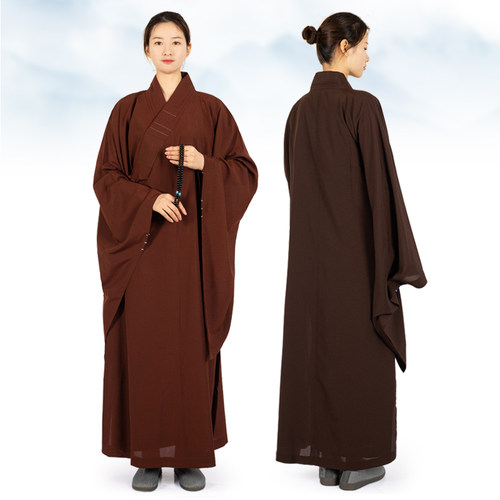 南尘法会用品牌黑黄色海青居士服男女款麻纱僧衣服台麻不透明海清 - 图0