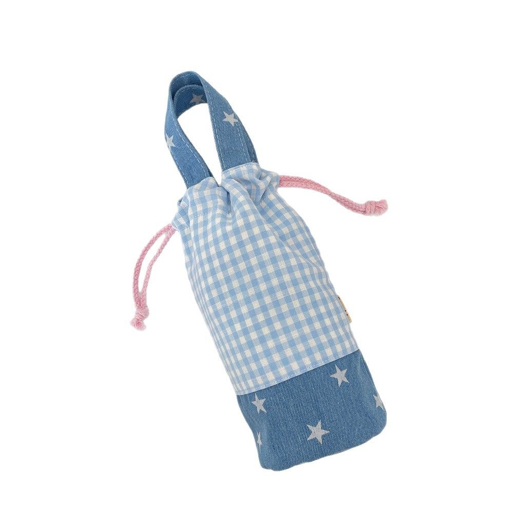 拼接格子水杯袋抽绳束口水杯瓶保温杯收纳袋外出防烫手提袋,淘宝优惠券,粉丝福利购,淘宝优惠卷