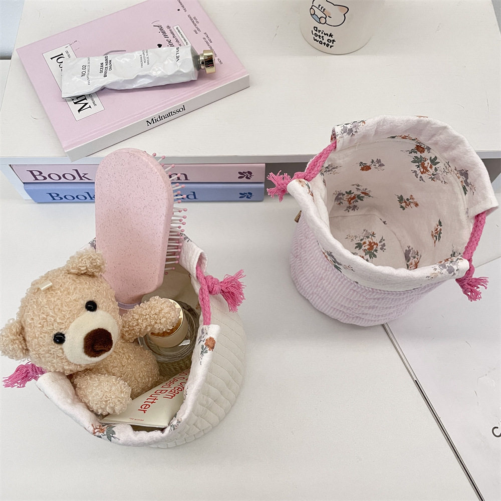 束口收纳袋圆筒化妆品首饰桌面置物篮小篮子耳机杂物整理筐,淘宝优惠券,粉丝福利购,淘宝优惠卷