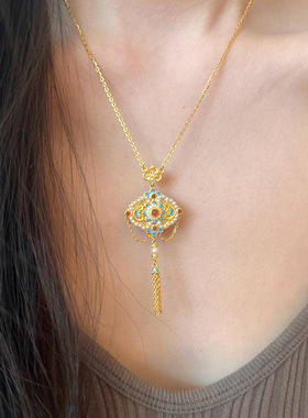 小红书新款点翠锁项链高颜值设计时尚潮流爆款个性轻奢百搭饰品女