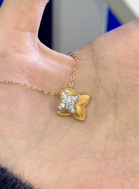 小红书爆款法式轻奢拉丝镶嵌双子星项链高级感设计颈链一件代发