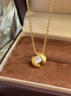 小红书爆款布契风拉丝悬浮星球项链气质轻奢高级感复古法式宫廷风