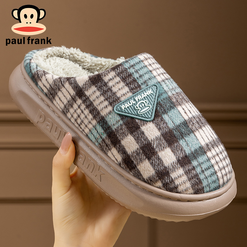 大嘴猴棉拖鞋新款女士高级简约百搭加绒保暖厚底踩屎感情侣棉鞋男 - 图1