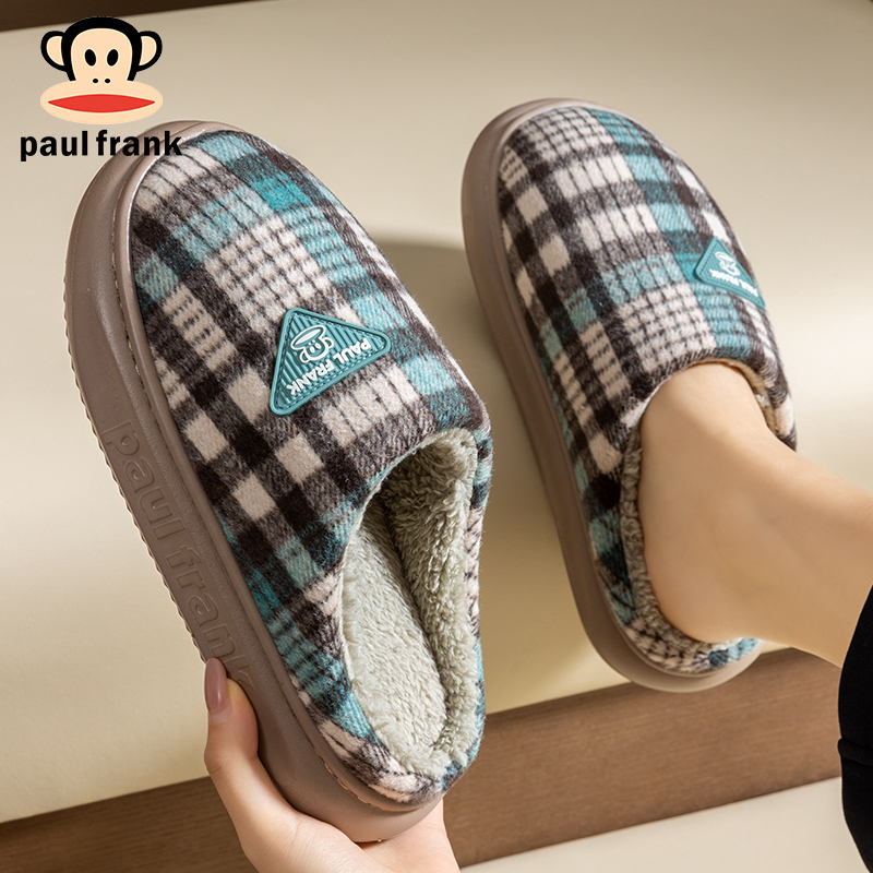 大嘴猴棉拖鞋新款女士高级简约百搭加绒保暖厚底踩屎感情侣棉鞋男 - 图0