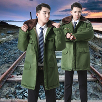 Outdoor Lauprotect cotton large coat with long section thickened warm and cold proof Mens thickened winter cold area Dai hat cotton coat