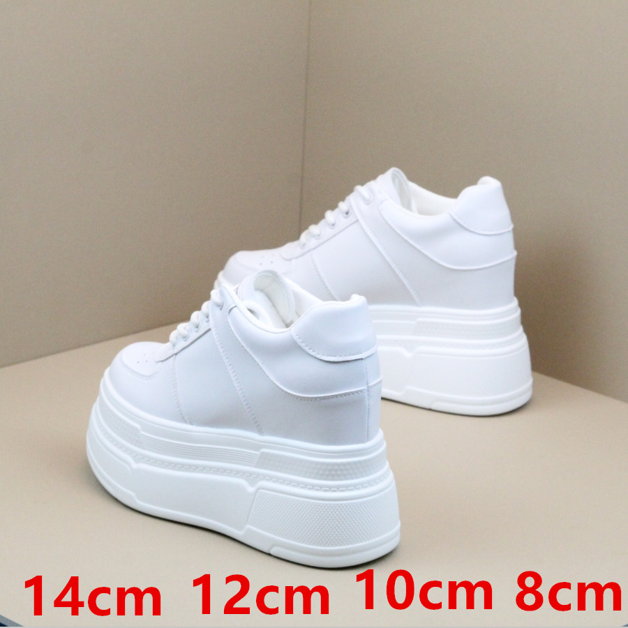 14厘米真皮小白鞋百搭小个子12cm厚底松糕鞋10公分隐形内增高女鞋 - 图0