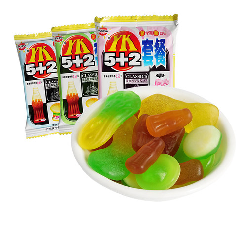 优卡5+2套餐橡皮糖8090后小时候儿时怀旧小零食糖果记忆QQ糖软糖 - 图0