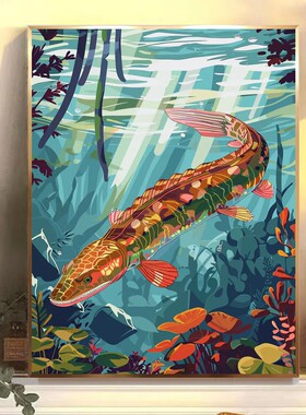水中鱼系列1数字油画diy填色解压治愈动物装饰画喷绘打印成品挂画