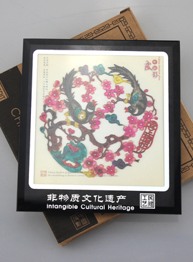 陕西西安皮影戏工艺品镜框家居摆件摆台装饰画吉祥花鸟送友人