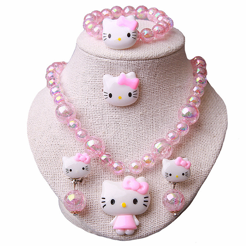 儿童项链手链耳环耳夹玩具套装哈喽kitty猫可爱女孩公主小礼物潮 - 图3