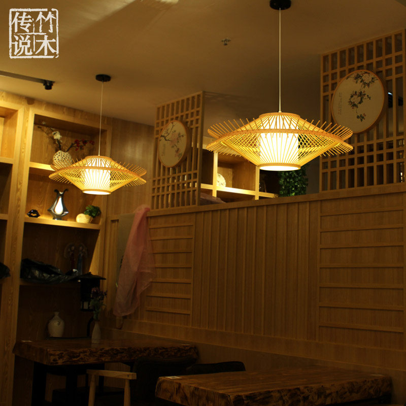 新中式餐厅吊灯酒店会所度假村客栈民宿装饰竹艺吊灯日式寿司料理_虎窝淘
