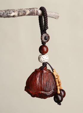 南木匠男女小叶紫檀莲蓬钥匙挂件