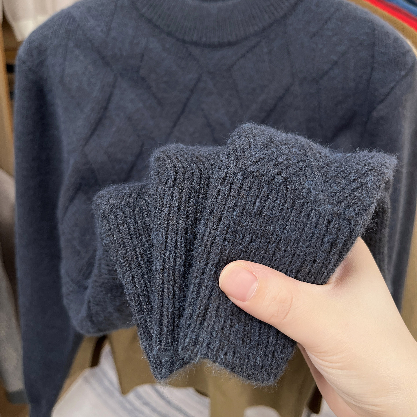 啄木鸟100%纯羊毛衫男士冬季圆领毛衣男加厚保暖爸爸装针织打底衫,淘宝优惠券,粉丝福利购,淘宝优惠卷