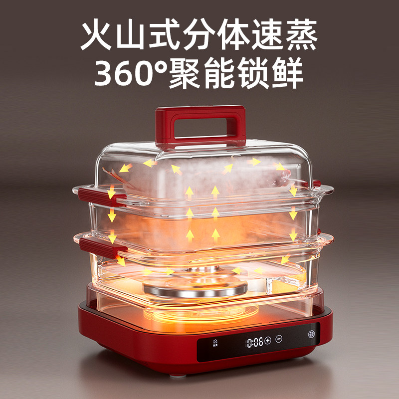 大宇玻璃电蒸锅炖煮多功能家用一体蒸笼2025新款多层大容量料理锅,淘宝优惠券,粉丝福利购,淘宝优惠卷