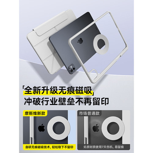 摩斯维 iPad11保护壳air7保护套a16适用苹果6平板pro磁吸5可拆分离mini第9代2025款8外壳13英寸10带笔槽4防弯 - 图0