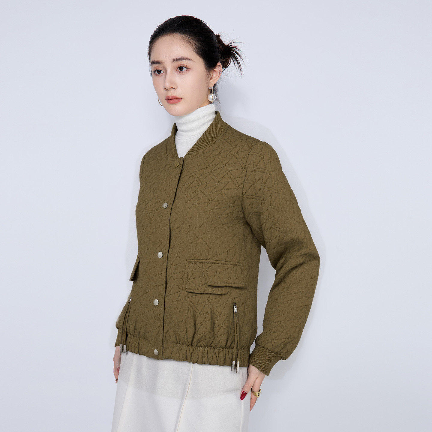 马天奴秋冬新款纯色立领单排扣短款外套时尚职场百搭休闲流行女装,淘宝优惠券,粉丝福利购,淘宝优惠卷