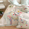 Cute cartoon little green dragon embroidery double-sided 60-count Tencel four-piece ice silk quilt cover silky naked bedding