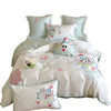 Cute cartoon little green dragon embroidery double-sided 60-count Tencel four-piece ice silk quilt cover silky naked bedding