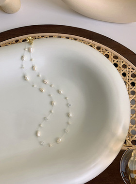 简约鱼线巴洛克珍珠项链女夏甜美百搭设计感锁骨链choker颈链配饰