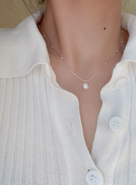 925银珍珠项链锁骨链珍珠项链