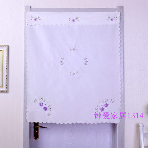 卧室门帘半帘布艺四季白色绣花长门帘厨房油烟隔断半截老式布门帘 - 图2